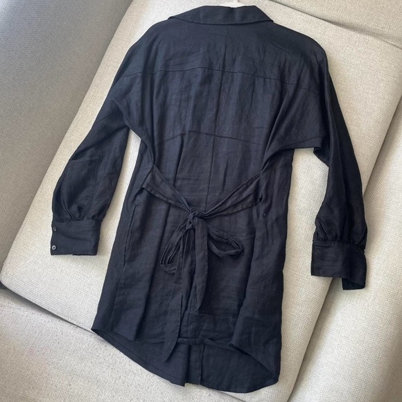 Marissa Webb Emerson Linen Dress - Black - Picture 2 of 4